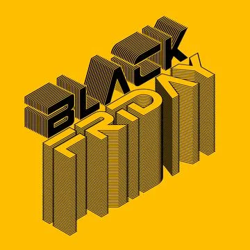 Vector illustration depicting a Black Friday sale with bold text and shop Stock Illustration