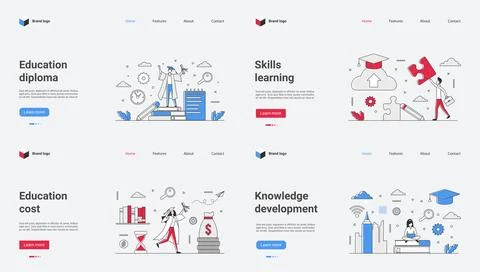 This vector illustration depicts a web template focused on education, skills Illustrazione stock