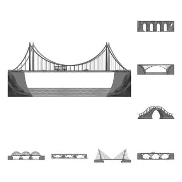 Vector illustration of design and construct icon. Set of design and bridge Illustrazione stock