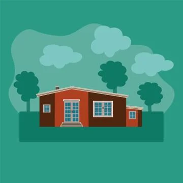 Vector illustration of a design City landscape with house Stock Illustration