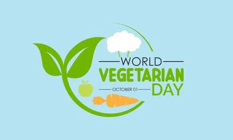 Vector illustration design concept of World Vegetarian Day observed on every  Stock Illustration