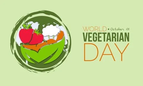 Vector illustration design concept of World Vegetarian Day observed on every  Stock Illustration