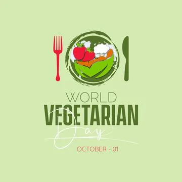Vector illustration design concept of World Vegetarian Day observed on every  Stock Illustration