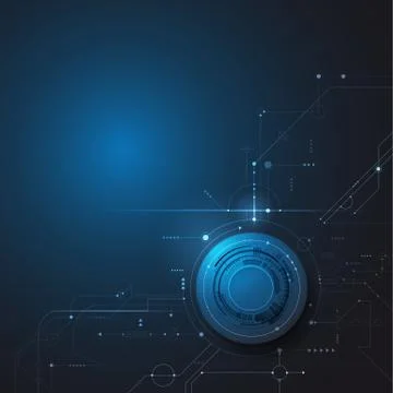 Vector illustration design, digital eyeball and line on circuit board. Stock Illustration