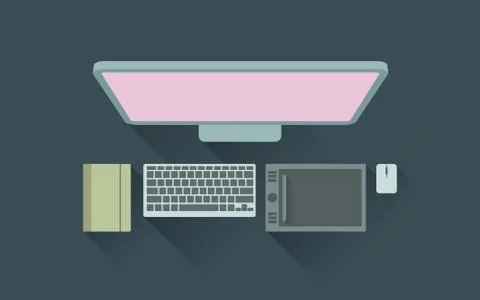 Vector illustration of designer working desk Stock Illustration