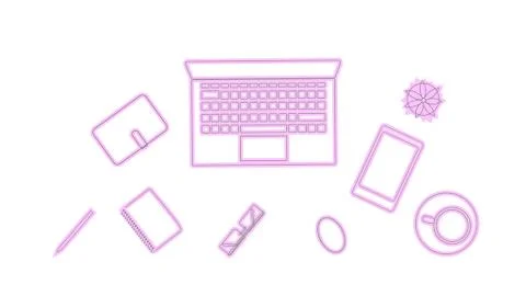 Vector illustration desktop background with laptop. Stock Illustration