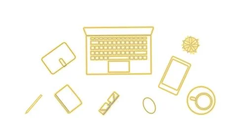 Vector illustration of a desktop with a laptop Stock Illustration