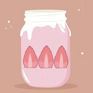 Vector illustration of dessert in a jar with white chocolate. Stock Illustration