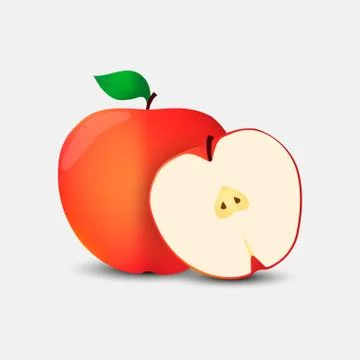 Vector illustration of detailed big shiny red apple Stock Illustration