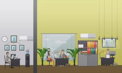 Vector illustration of detective office in flat style Stock Illustration