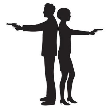 Vector illustration of a detective spy man and woman character. private Stock Illustration