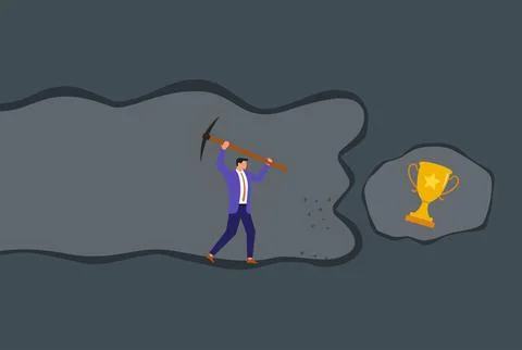 A vector illustration of a determined businessman digging through a tunnel Stock Illustration