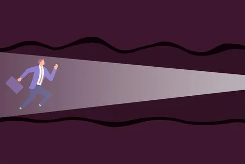 Vector illustration of a determined businessman running through a tunnel Stock Illustration