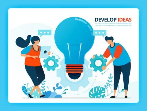 Vector illustration for developing ideas and collaboration. Human vector cart Stock-Illustration