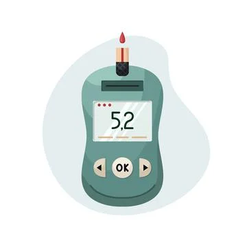 Vector illustration of a device for measuring blood sugar levels at home. Glu Stock Illustration