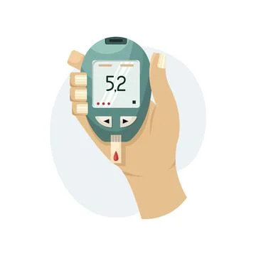 Vector illustration of a device for measuring blood sugar levels at home. Glu Stock Illustration