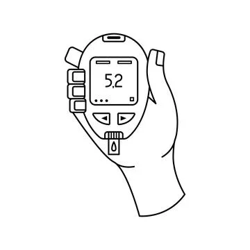 Vector illustration of a device for measuring blood sugar levels at home. Glu Stock Illustration