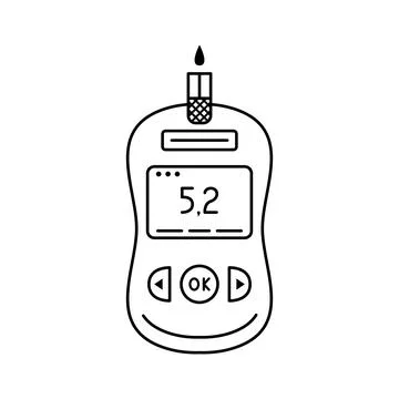 Vector illustration of a device for measuring blood sugar levels at home. Glu Stock Illustration