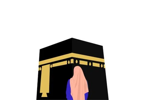 Vector Illustration of a devotees praying facing towards Kaaba. Illustrazione stock