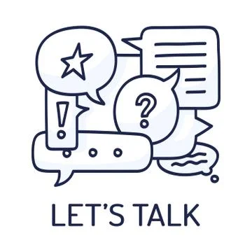 Vector illustration dialog speech bubbles with icons and text let's talk on w イラスト素材