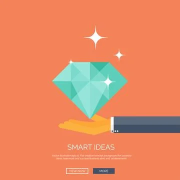 Vector illustration of diamond and hand. Flat business background. Smart 스톡 일러스트