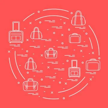 Vector illustration with different bag and suitcases for travel arranged in a Stock Illustration