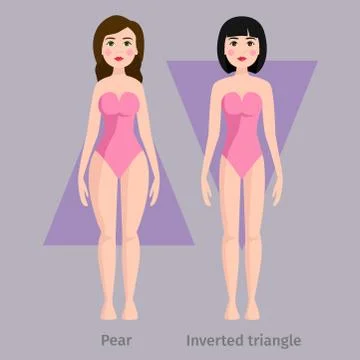 Vector illustration of different body shape types characters standing beauty Stock Illustration
