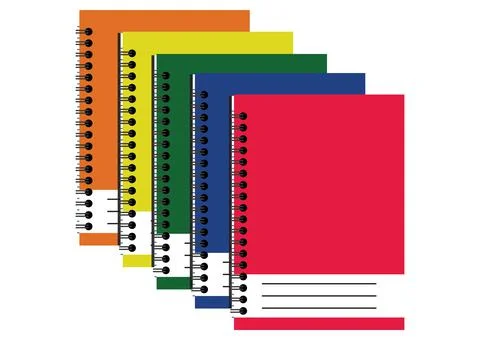 Vector Illustration of Different colors of Notebooks. School Notebooks Stock Illustration