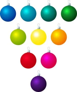 A vector illustration of different coloured plain Christmas baubles Stock Illustration
