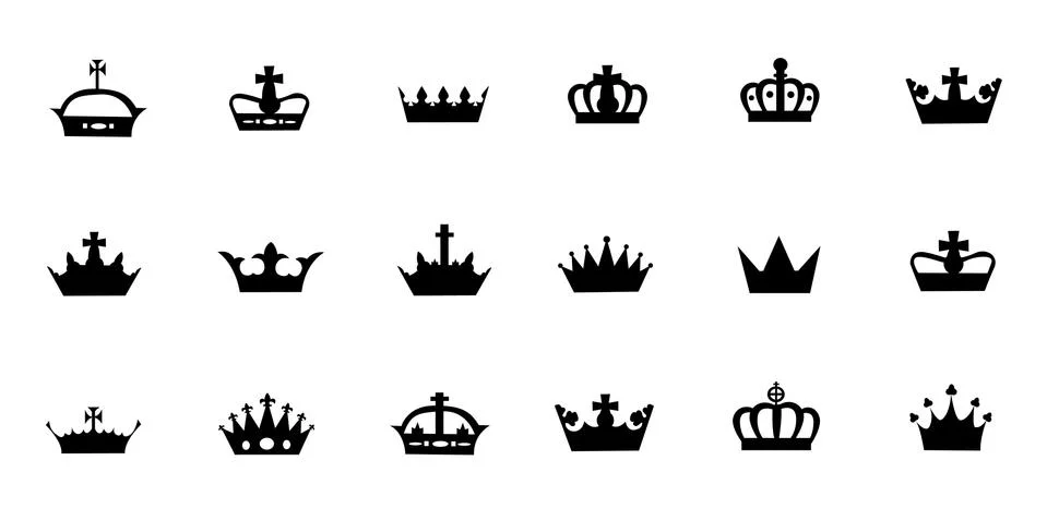 Vector illustration of different crowns Stock Illustration