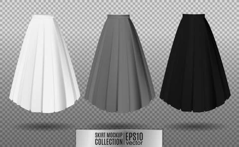 Vector illustration of different model skirt on transparent background. pleated Stock Illustration
