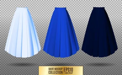 Vector illustration of different model skirt on transparent background. pleated Stock Illustration