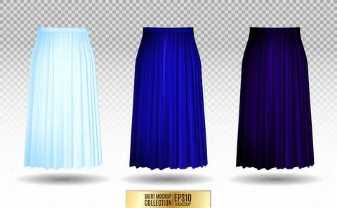 Vector illustration of different model skirt on transparent background. pleat Stock Illustration
