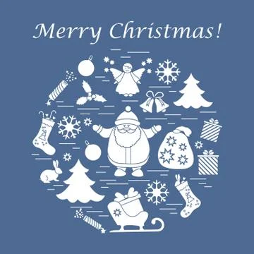 Vector illustration of different new year and christmas symbols. Stock Illustration