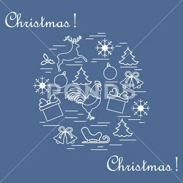 Vector illustration of different new year and christmas symbols arranged in a Stock Illustration