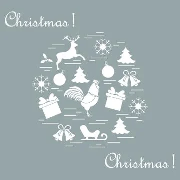 Vector illustration of different new year and christmas symbols. Stock Illustration