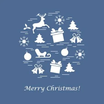Vector illustration of different new year and christmas symbols. Stock Illustration