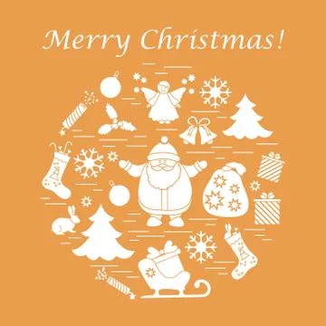 Vector illustration of different new year and christmas symbols. Stock Illustration