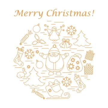 Vector illustration of different new year and christmas symbols arranged in a Stock Illustration