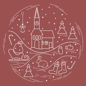 Vector illustration of different new year and christmas symbols arranged in a Stock Illustration