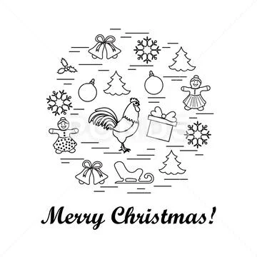Vector illustration of different new year and christmas symbols arranged in a Stock Illustration