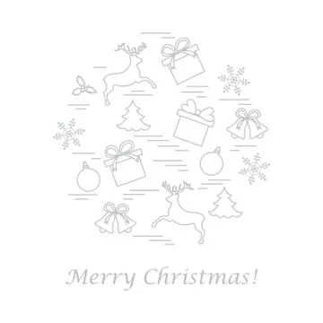 Vector illustration of different new year and christmas symbols arranged in a Stock Illustration