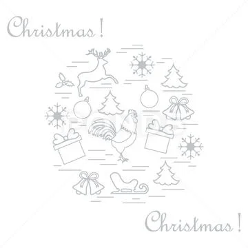 Vector illustration of different new year and christmas symbols arranged in a Stock Illustration
