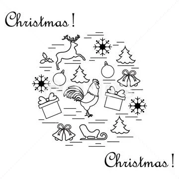 Vector illustration of different new year and christmas symbols arranged in a Stock Illustration
