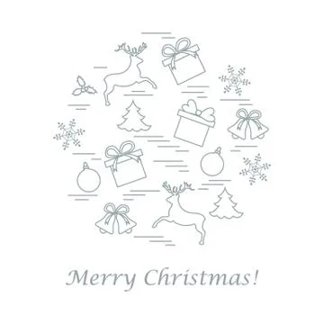Vector illustration of different new year and christmas symbols arranged in a Illustrazione stock