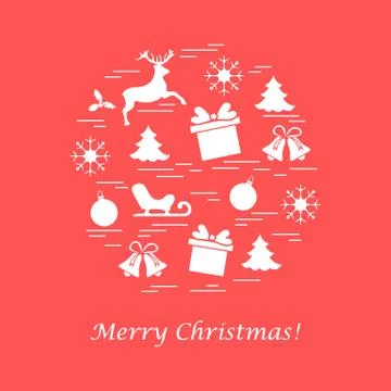 Vector illustration of different new year and christmas symbols. Stock Illustration