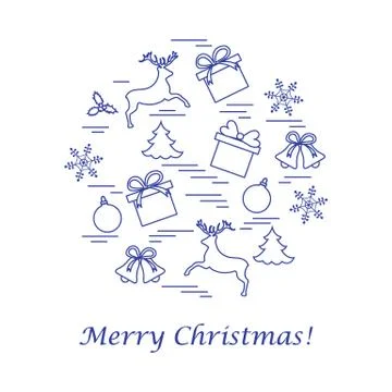 Vector illustration of different new year and christmas symbols arranged in a Stock Illustration