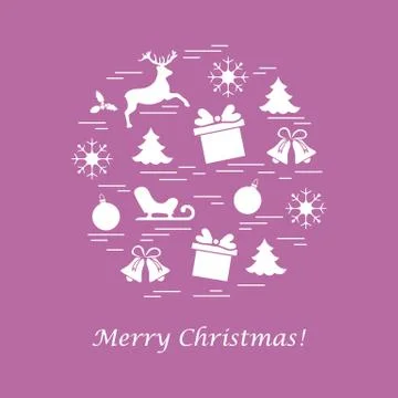 Vector illustration of different new year and christmas symbols. Stock Illustration