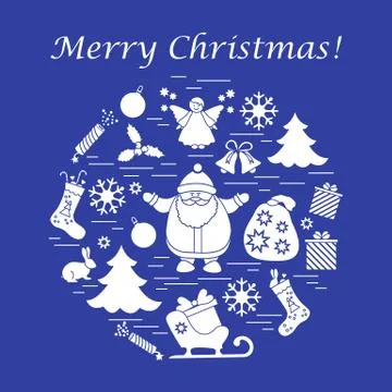 Vector illustration of different new year and christmas symbols. Stock Illustration