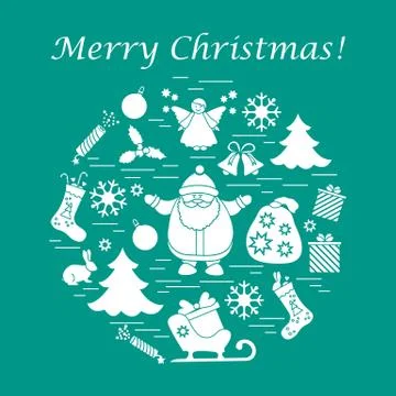 Vector illustration of different new year and christmas symbols. Stock Illustration